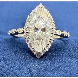 2.5CT Marquise Halo Sterling Silver Ring Sz 9